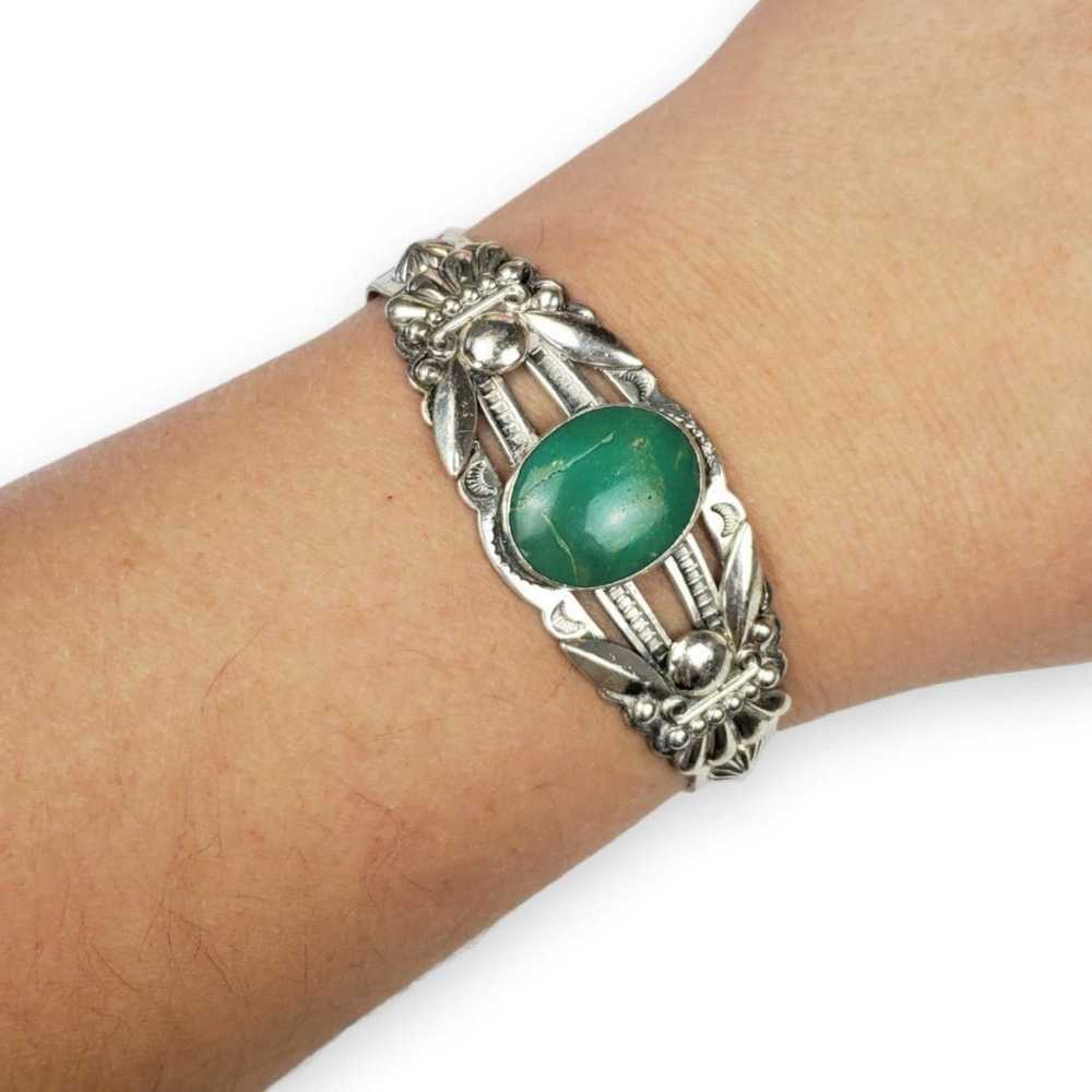 Bell Trading Post Bracelet Sterling Silver Green … - image 9