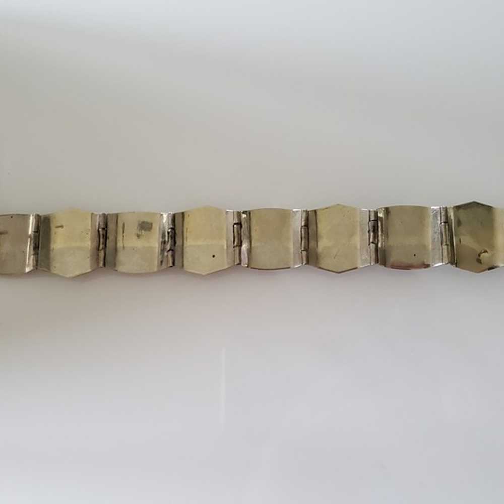 Vintage Sterling Silver Panel Bracelet Abalone Az… - image 4