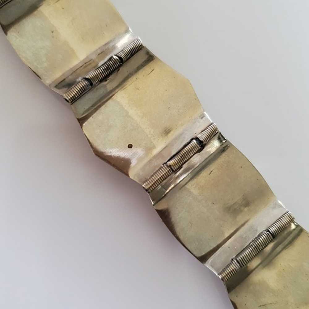 Vintage Sterling Silver Panel Bracelet Abalone Az… - image 5