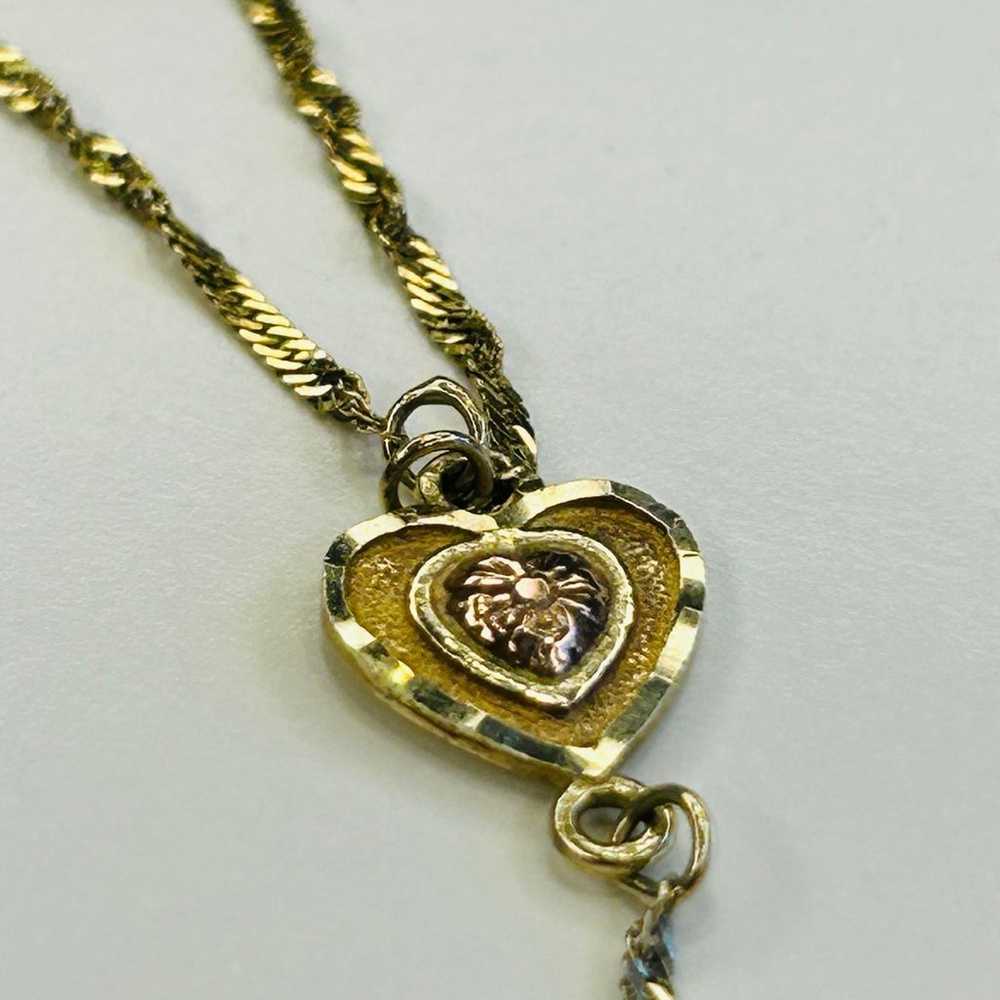 Vintage 10K Gold Necklace Lariat Drop with Love a… - image 3