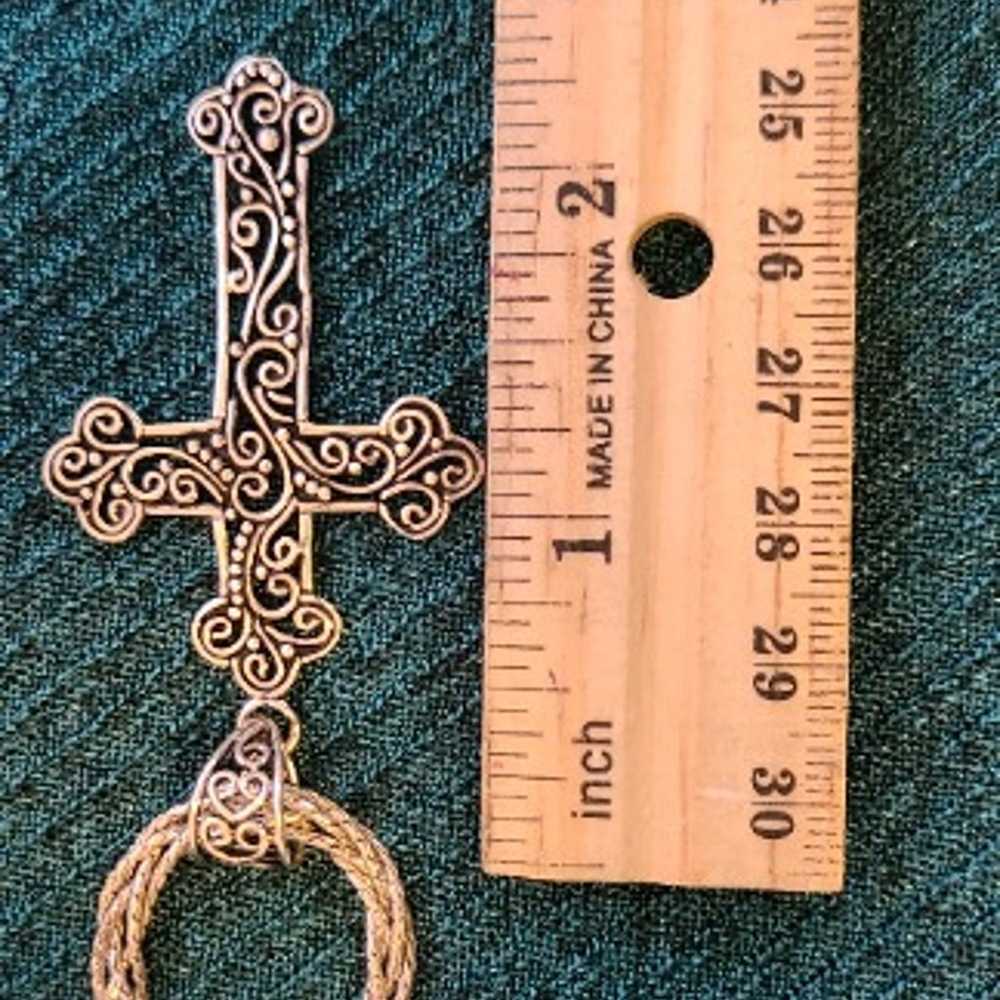 Vintage Silver Cross Pendant Necklace - image 5