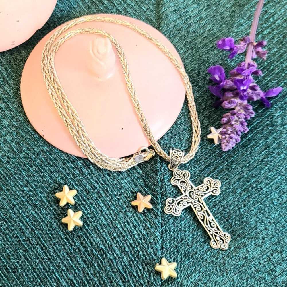 Vintage Silver Cross Pendant Necklace - image 8