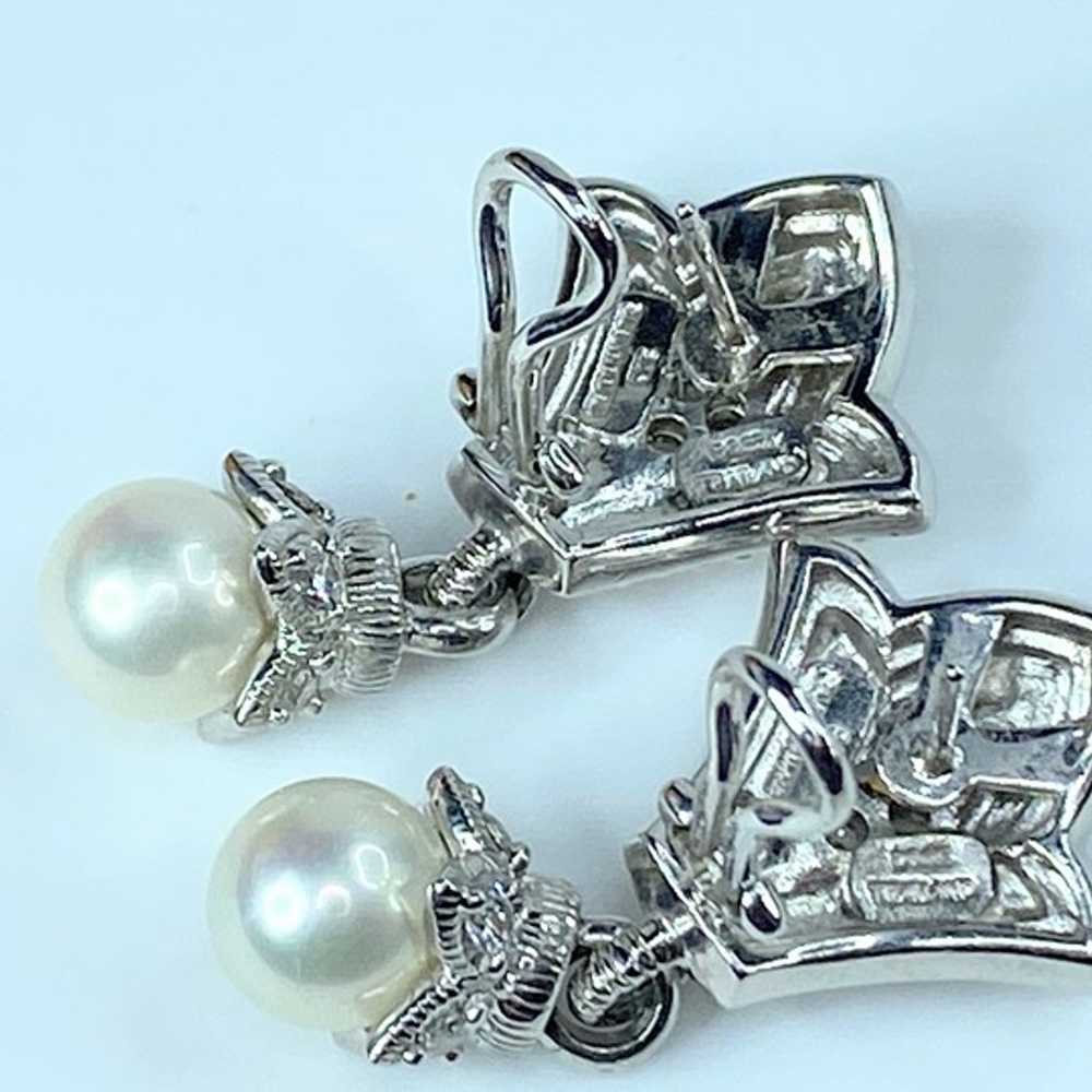 Judith Ripka Sterling Silver Pearl Drop CZ Earrin… - image 9