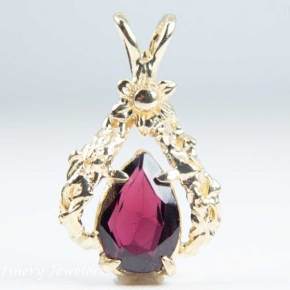 Vintage Mid Century 14k Yellow Gold Rhodolite Gar… - image 1