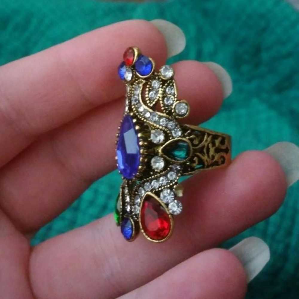 Antique Exquisite Bollywood Ethnic Jeweled Ring S… - image 12