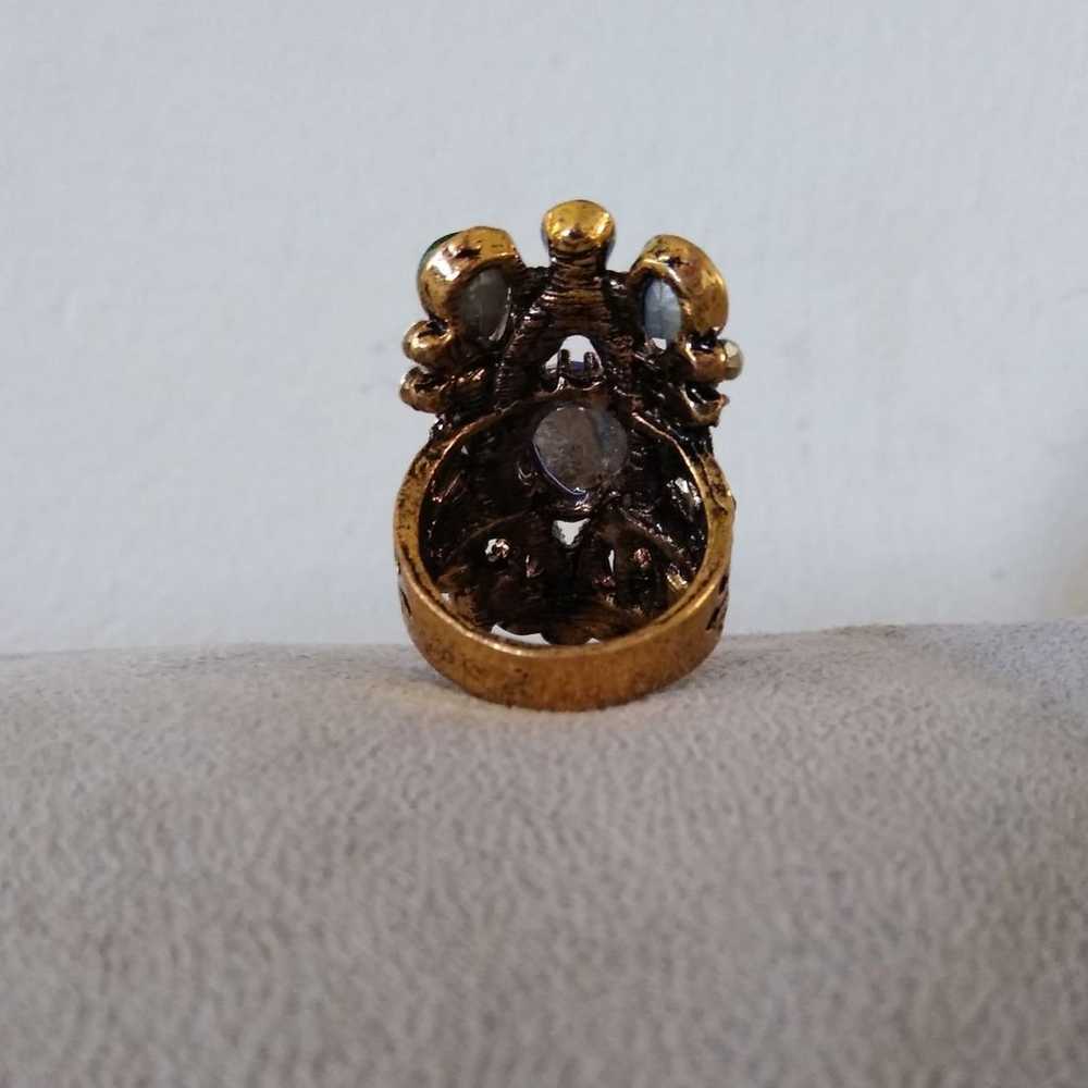 Antique Exquisite Bollywood Ethnic Jeweled Ring S… - image 3