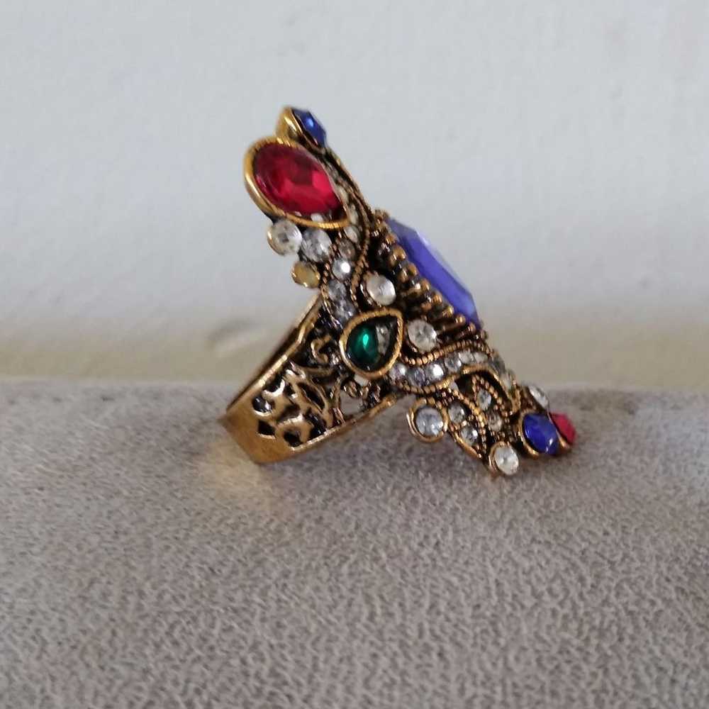 Antique Exquisite Bollywood Ethnic Jeweled Ring S… - image 4