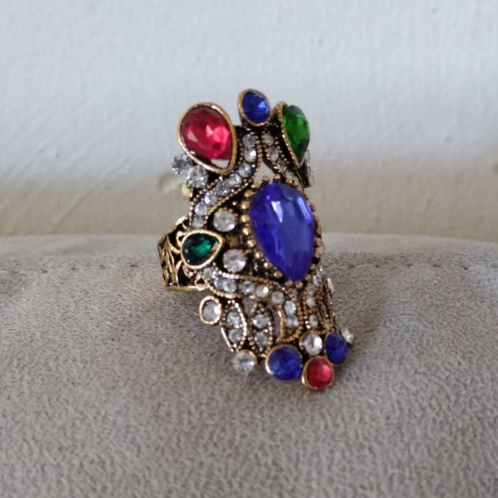 Antique Exquisite Bollywood Ethnic Jeweled Ring S… - image 5