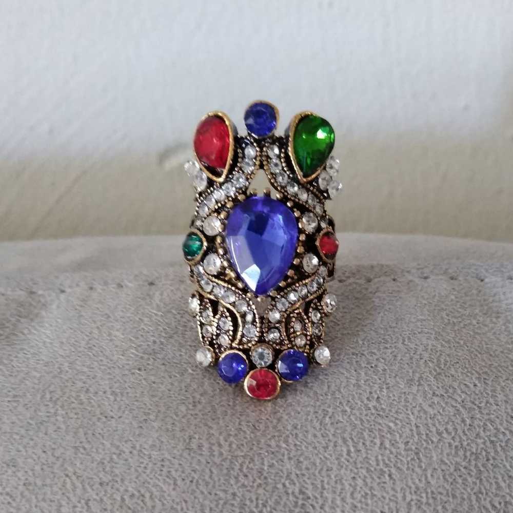 Antique Exquisite Bollywood Ethnic Jeweled Ring S… - image 6