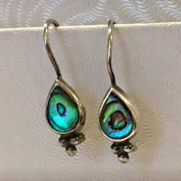 Sterling Silver 925 Genuine Abalone Drop Earrings