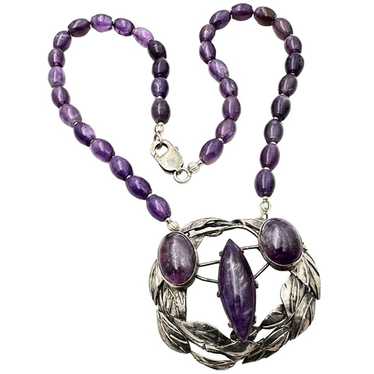 Womens Necklace Sterling Silver Amethyst Artisan … - image 1