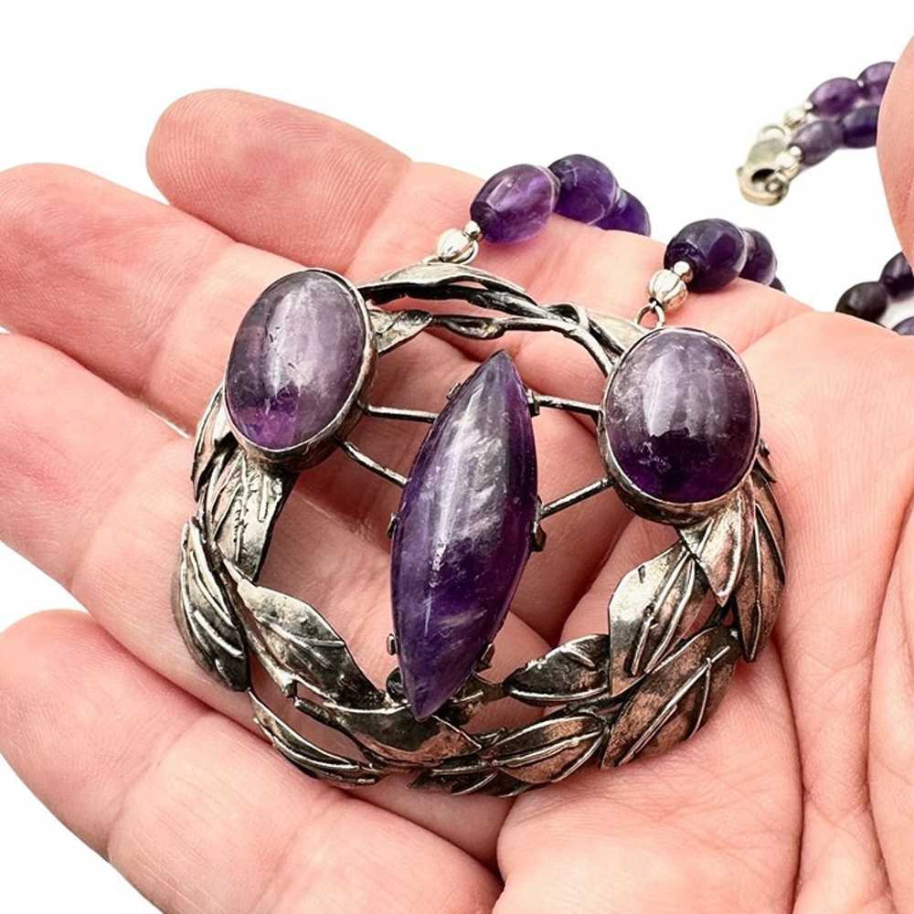 Womens Necklace Sterling Silver Amethyst Artisan … - image 2