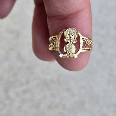 14k Gold Tweety Bird Ring - image 1