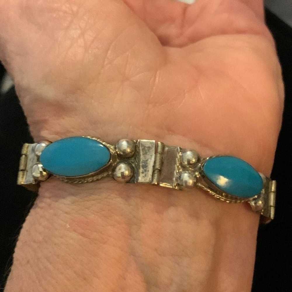 Bracelet - Vintage Turquoise in Stamped Sterling - image 10