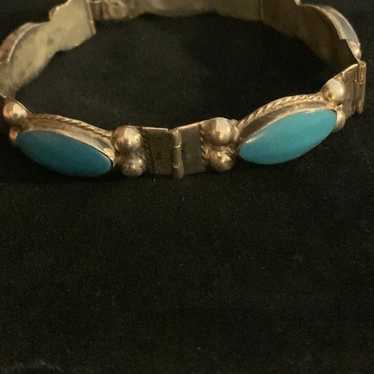 Bracelet - Vintage Turquoise in Stamped Sterling - image 1