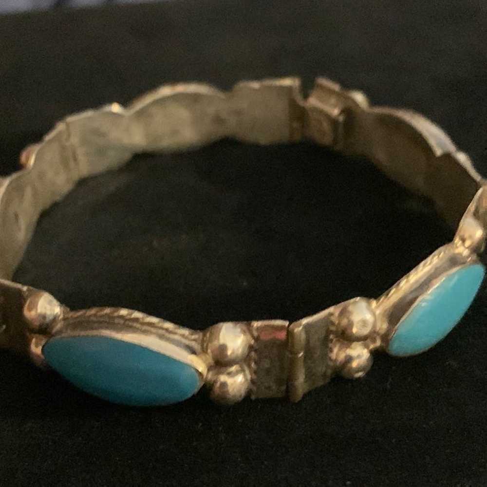 Bracelet - Vintage Turquoise in Stamped Sterling - image 2