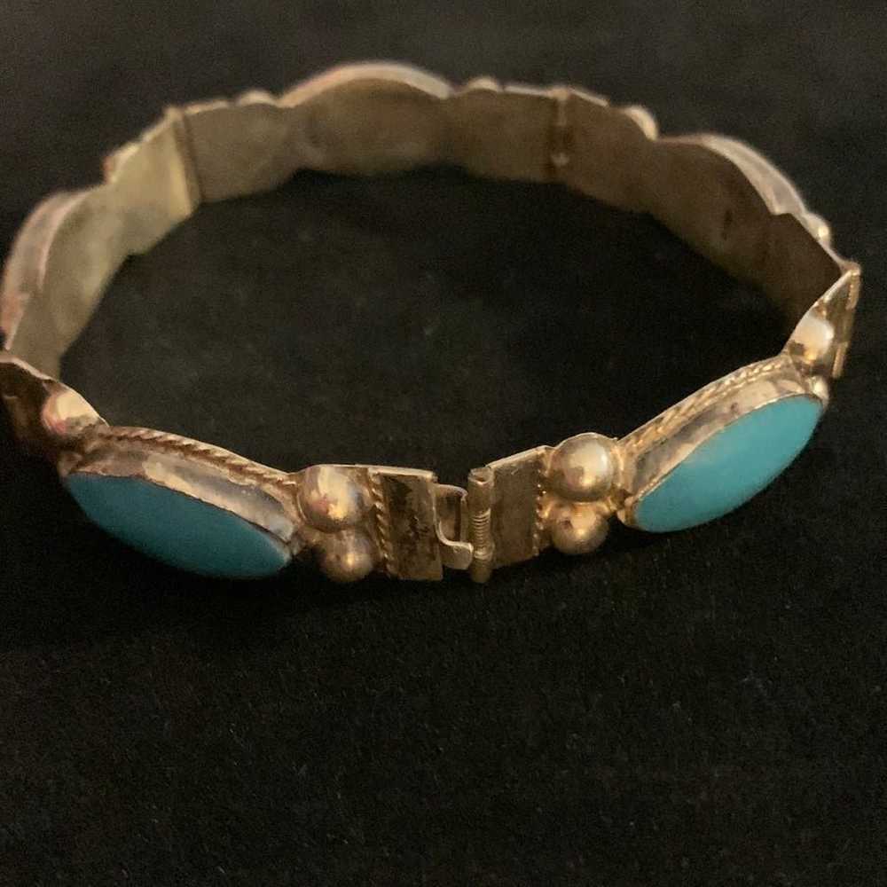 Bracelet - Vintage Turquoise in Stamped Sterling - image 3