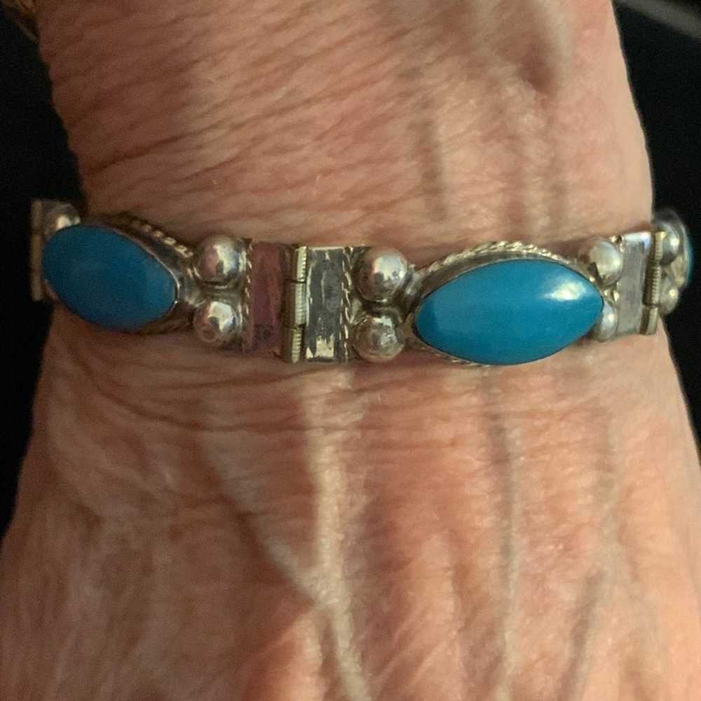 Bracelet - Vintage Turquoise in Stamped Sterling - image 6