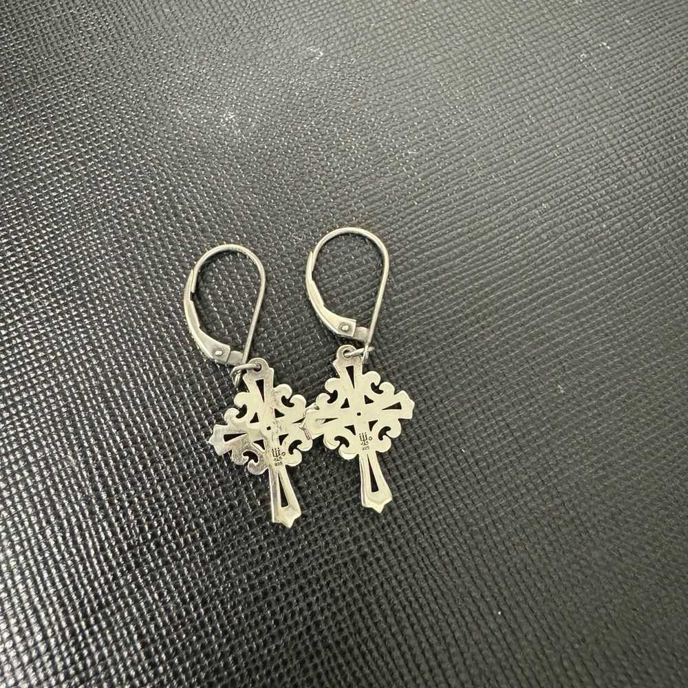 James Avery Retired Adorned Cross Earrings Silver… - image 2