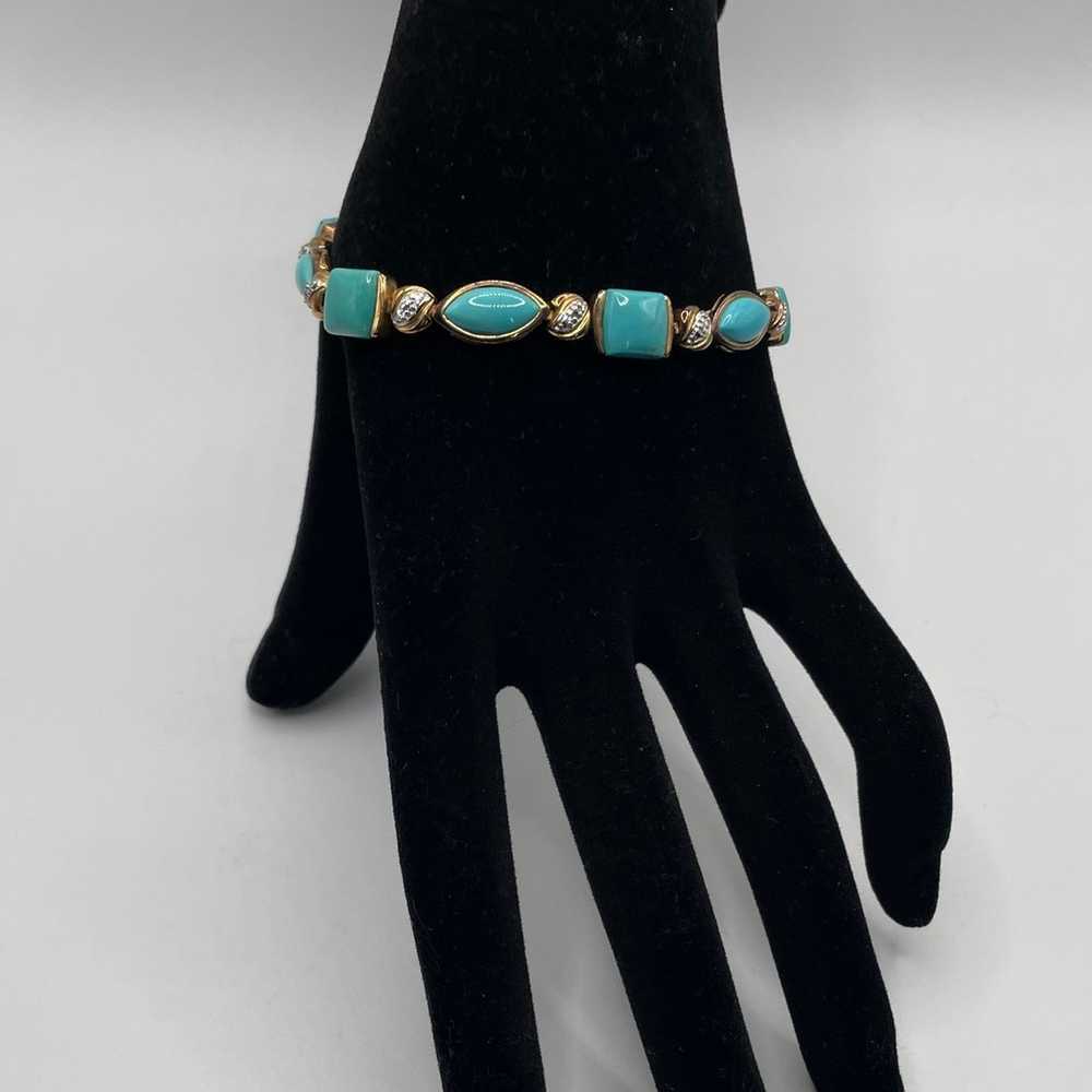 Vintage Gold Plated Sterling Silver Turquoise Bra… - image 4