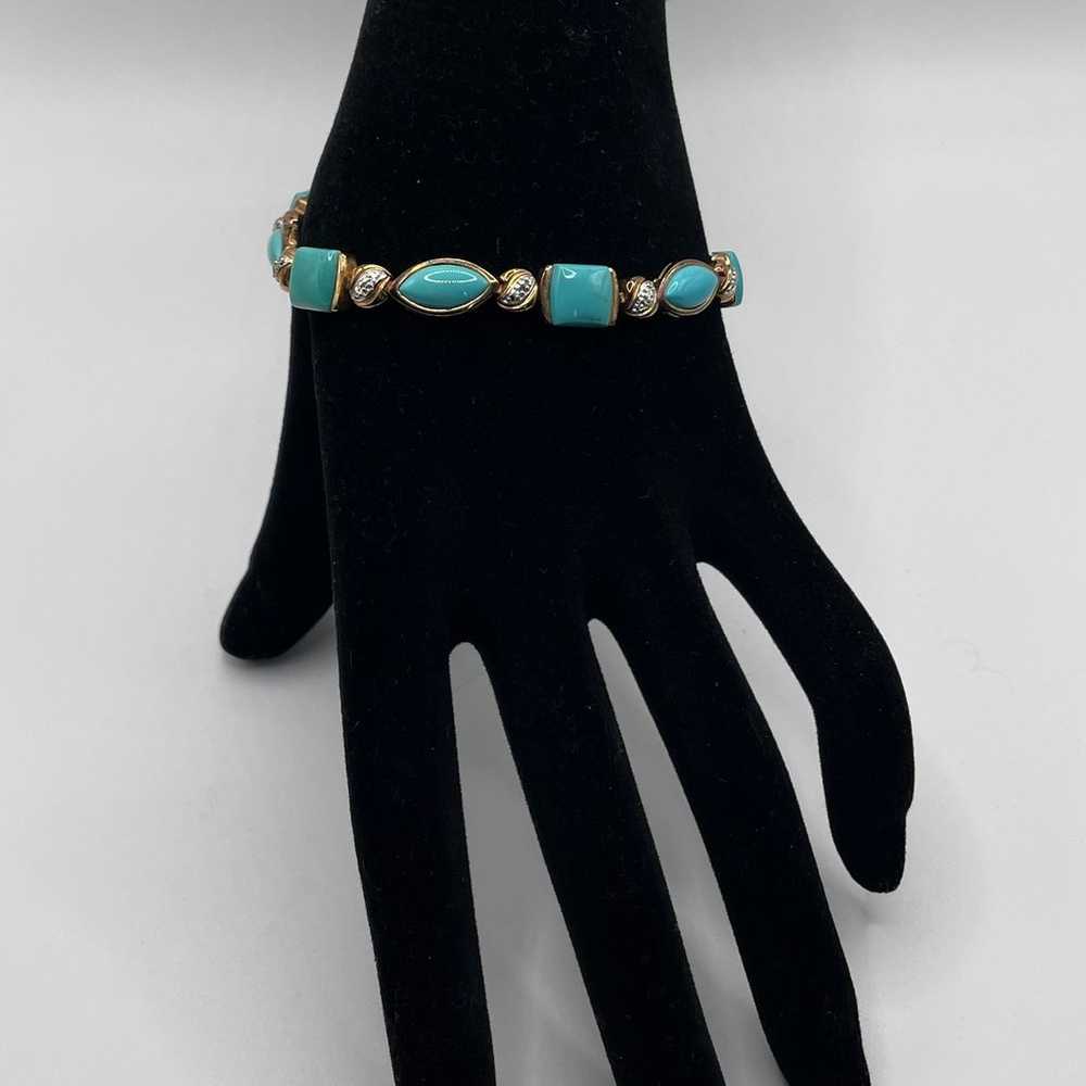 Vintage Gold Plated Sterling Silver Turquoise Bra… - image 5