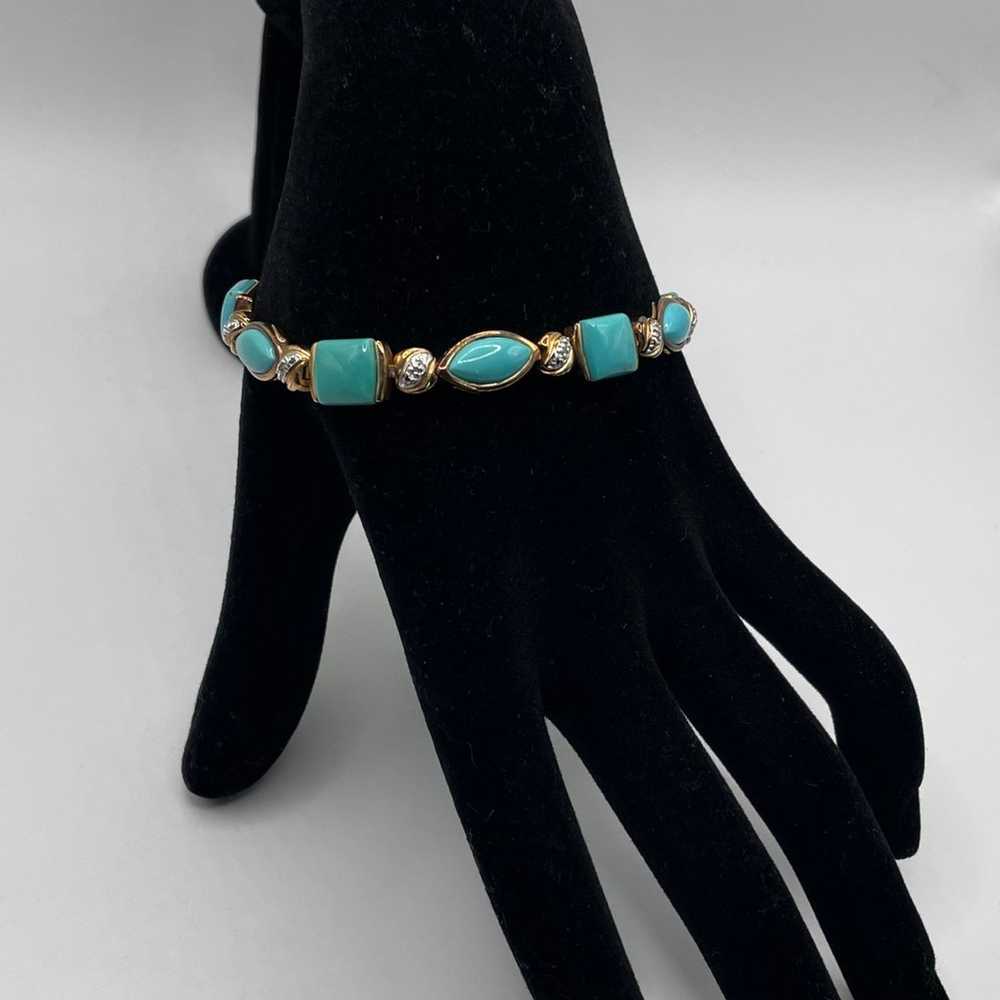 Vintage Gold Plated Sterling Silver Turquoise Bra… - image 6