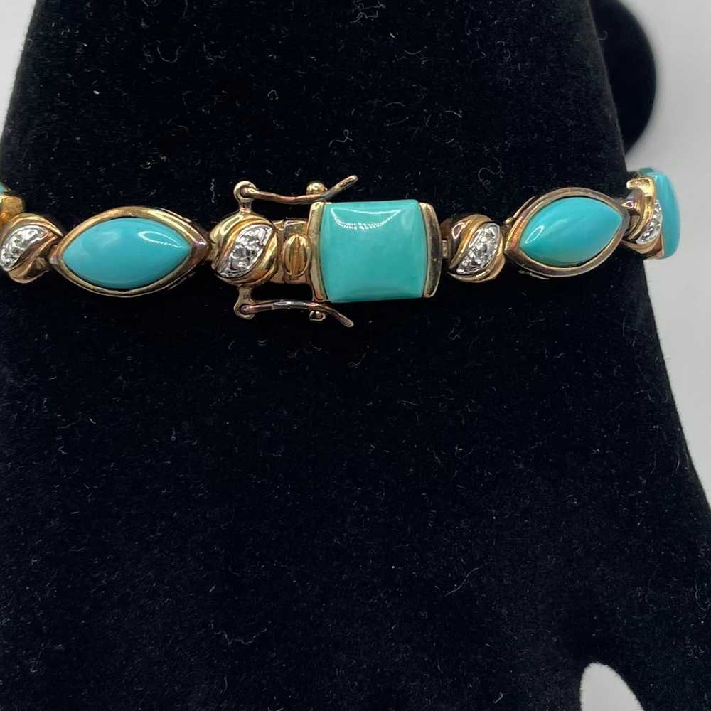 Vintage Gold Plated Sterling Silver Turquoise Bra… - image 7