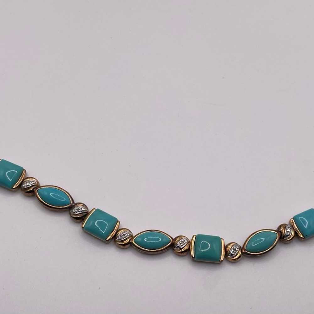 Vintage Gold Plated Sterling Silver Turquoise Bra… - image 8