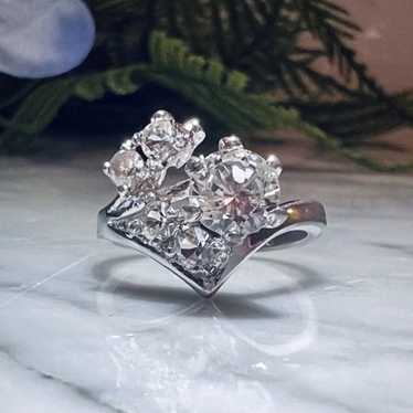 Vintage- Antique Estate White Sapphire Ring Uniqu… - image 1