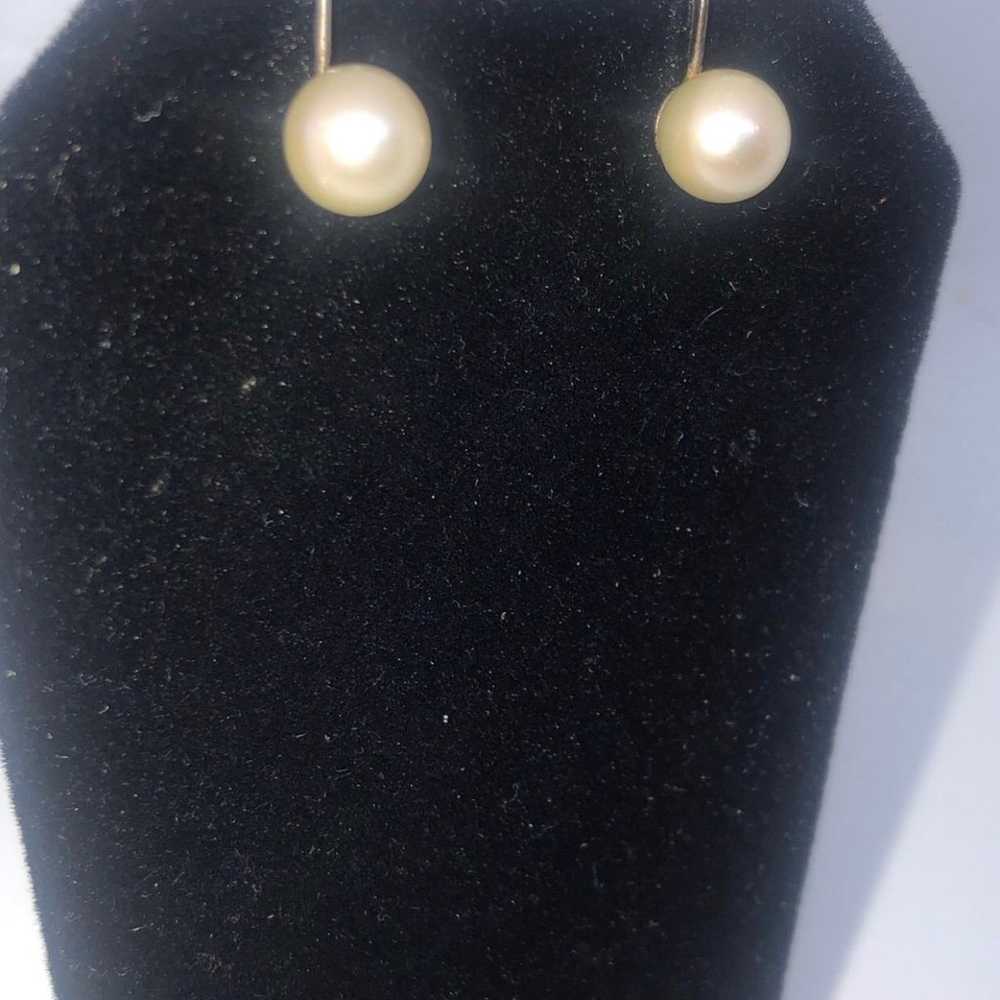 14K Solid White Gold with Authentic Beige Pearls … - image 7