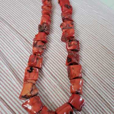 vintage red coral necklace 19"