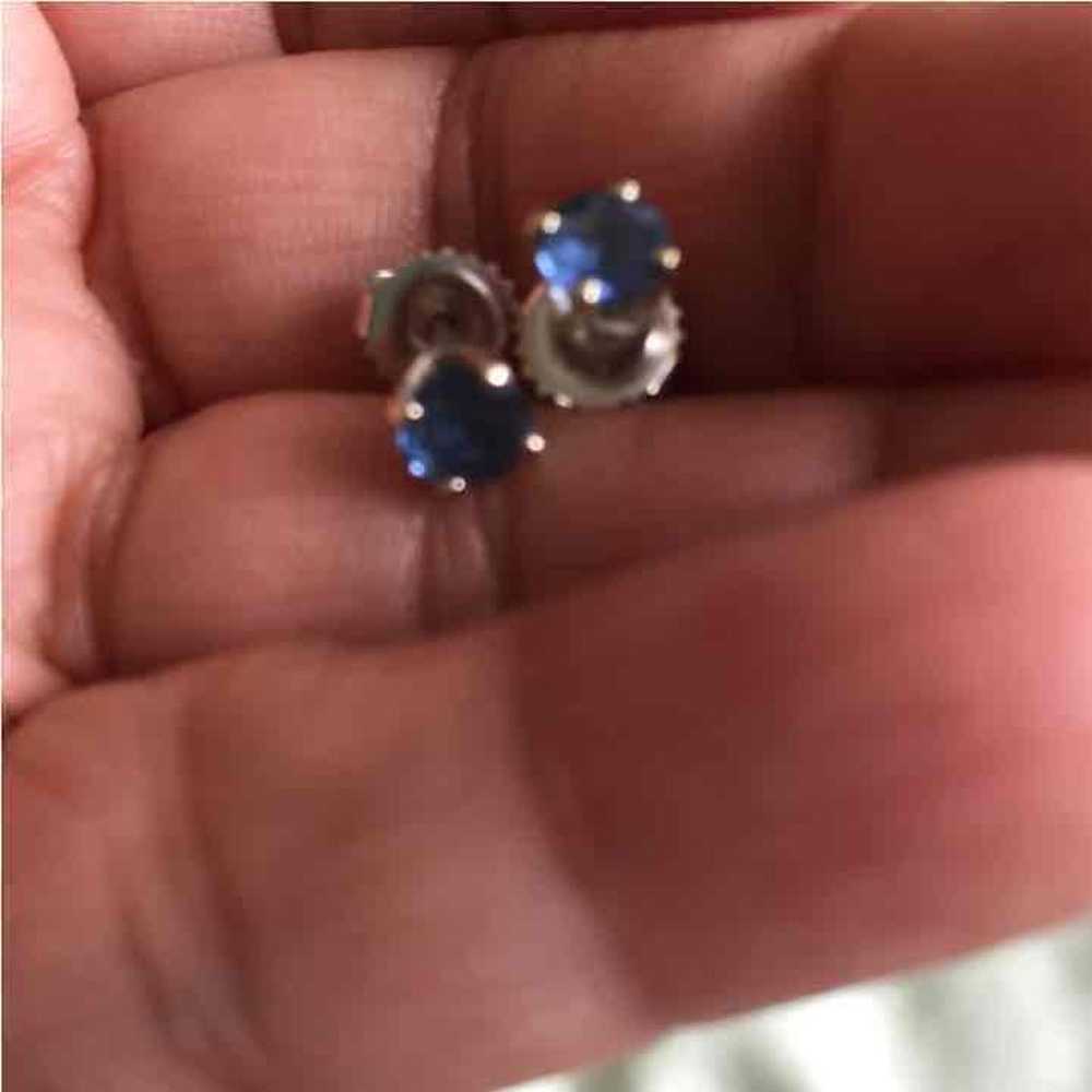 Vintage 14k white gold sapphire studs - image 2