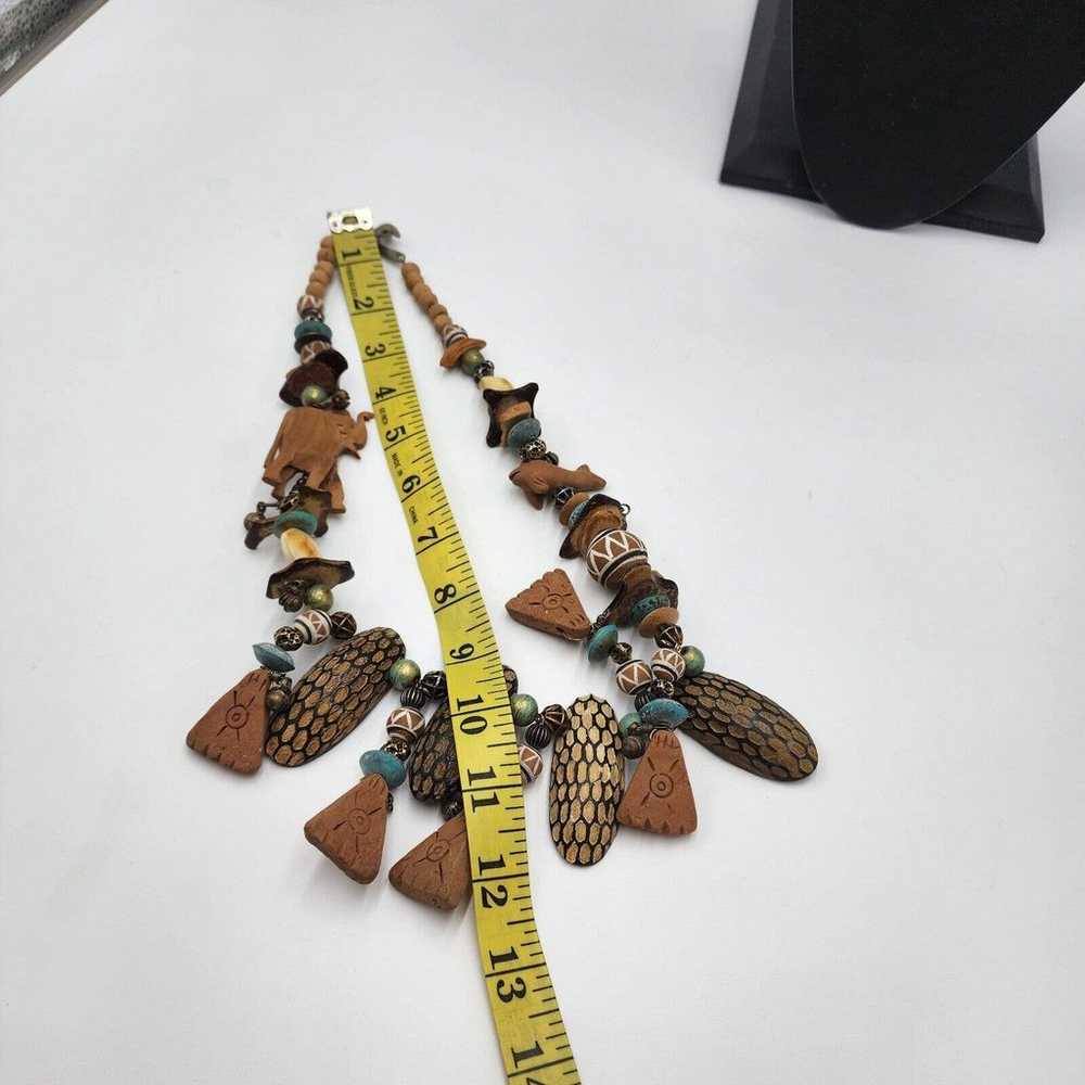 Vintage OOAK Chunky African Tribal Necklace Hand … - image 7