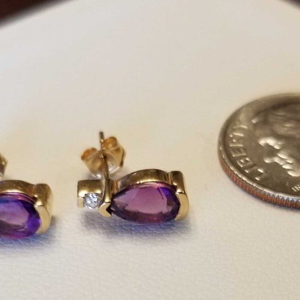 14K Gold Amethyst Earrings - image 1