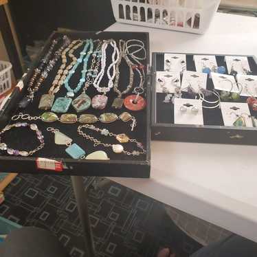 Sterling silver and natural stone lot - image 1