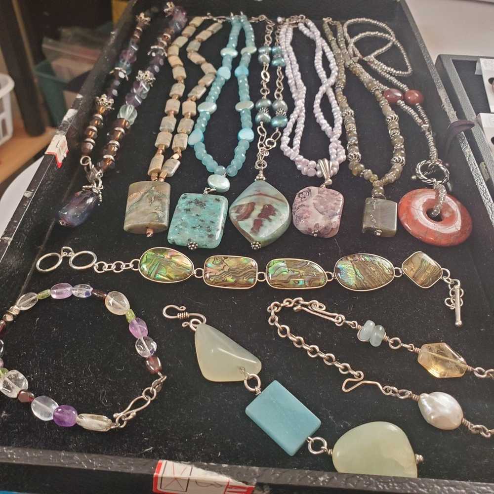 Sterling silver and natural stone lot - image 2