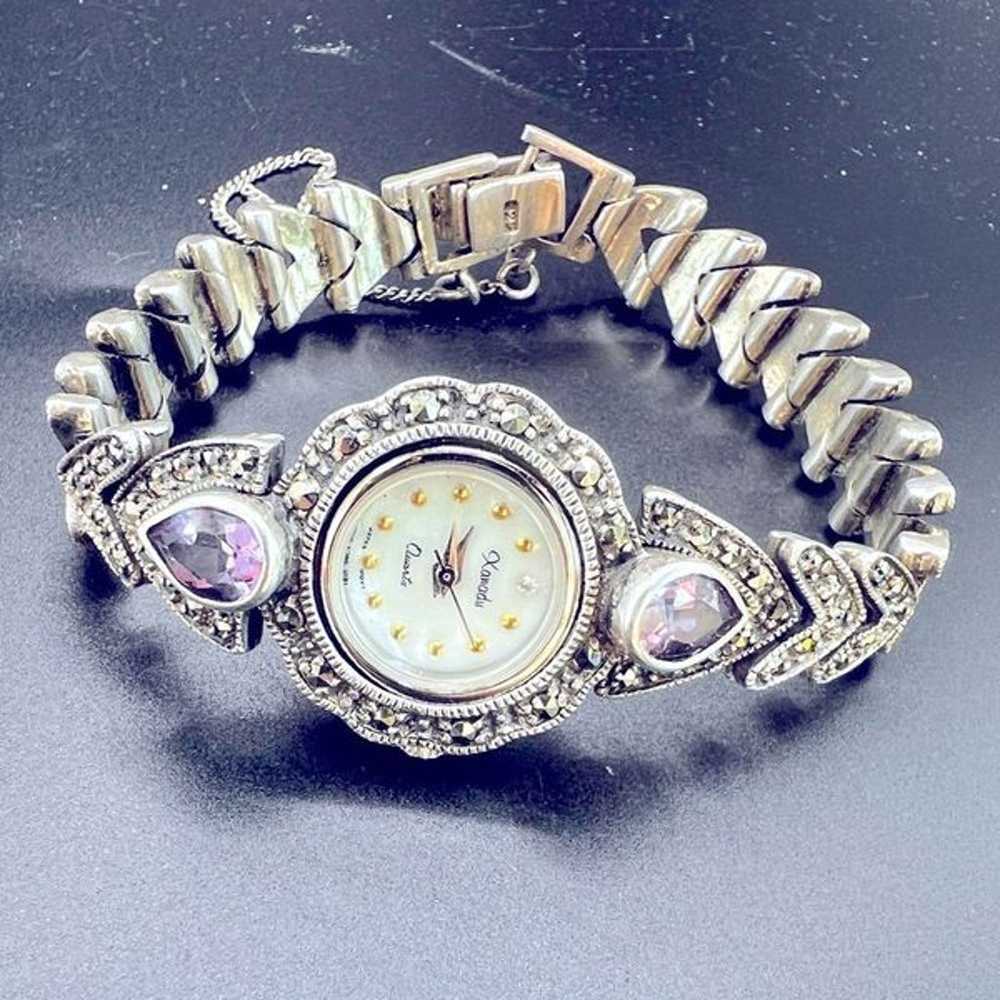 Vintage Sterling Silver (925) watch, Marcasite wi… - image 1