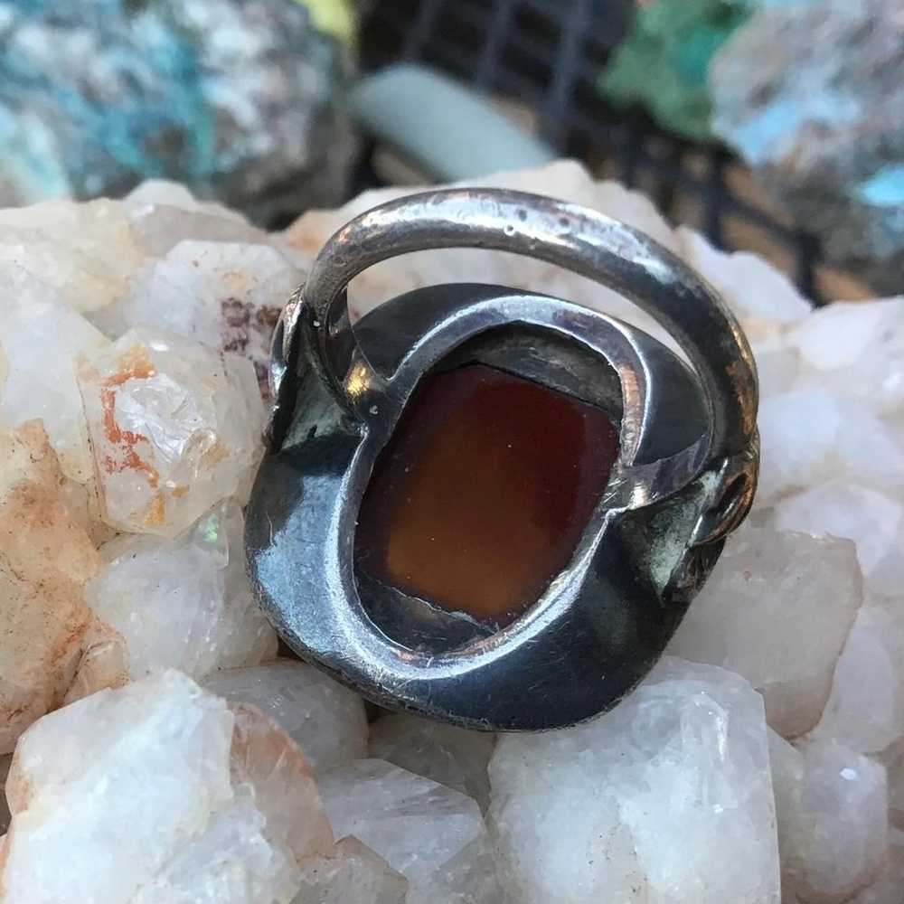 Vintage Sterling Intaglio Carnelian Ring - image 3