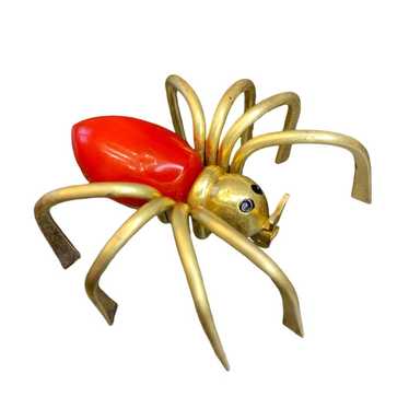 Vintage RARE 1930s Red and Brass Bakelite SPIDER … - image 1