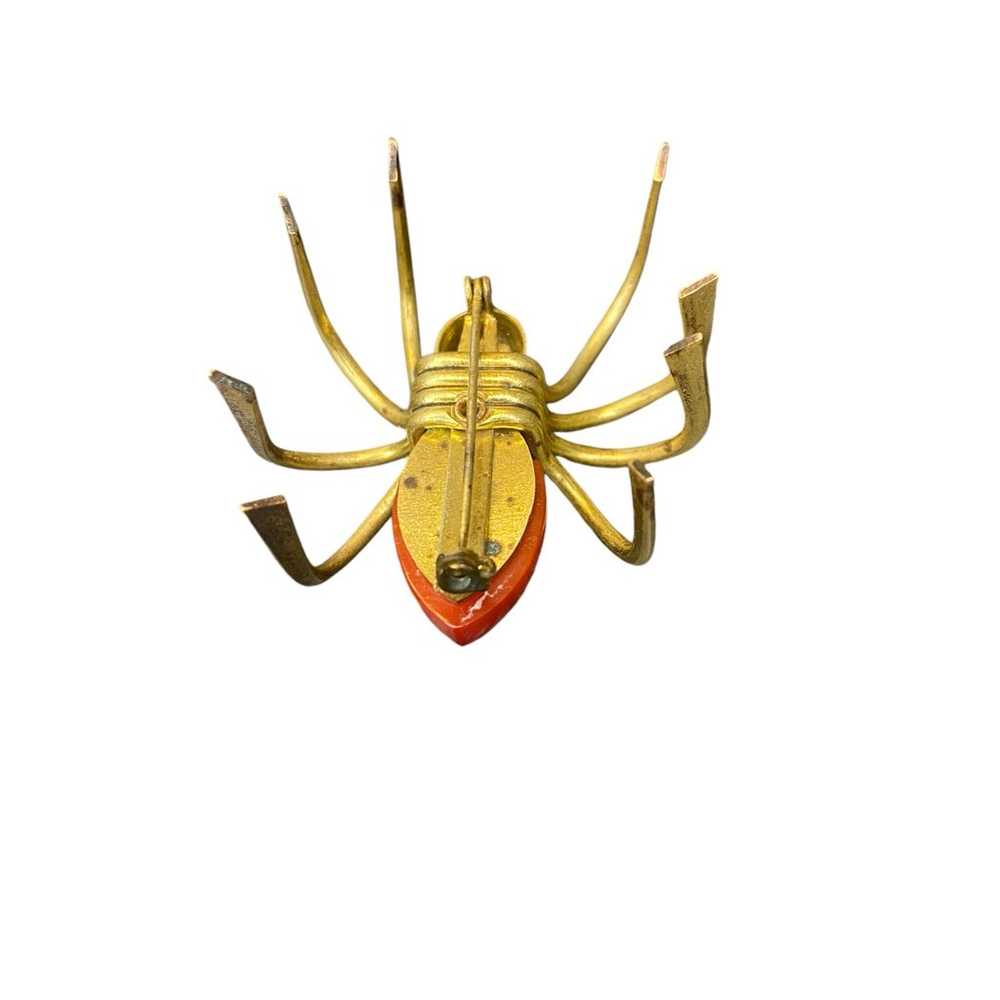 Vintage RARE 1930s Red and Brass Bakelite SPIDER … - image 3