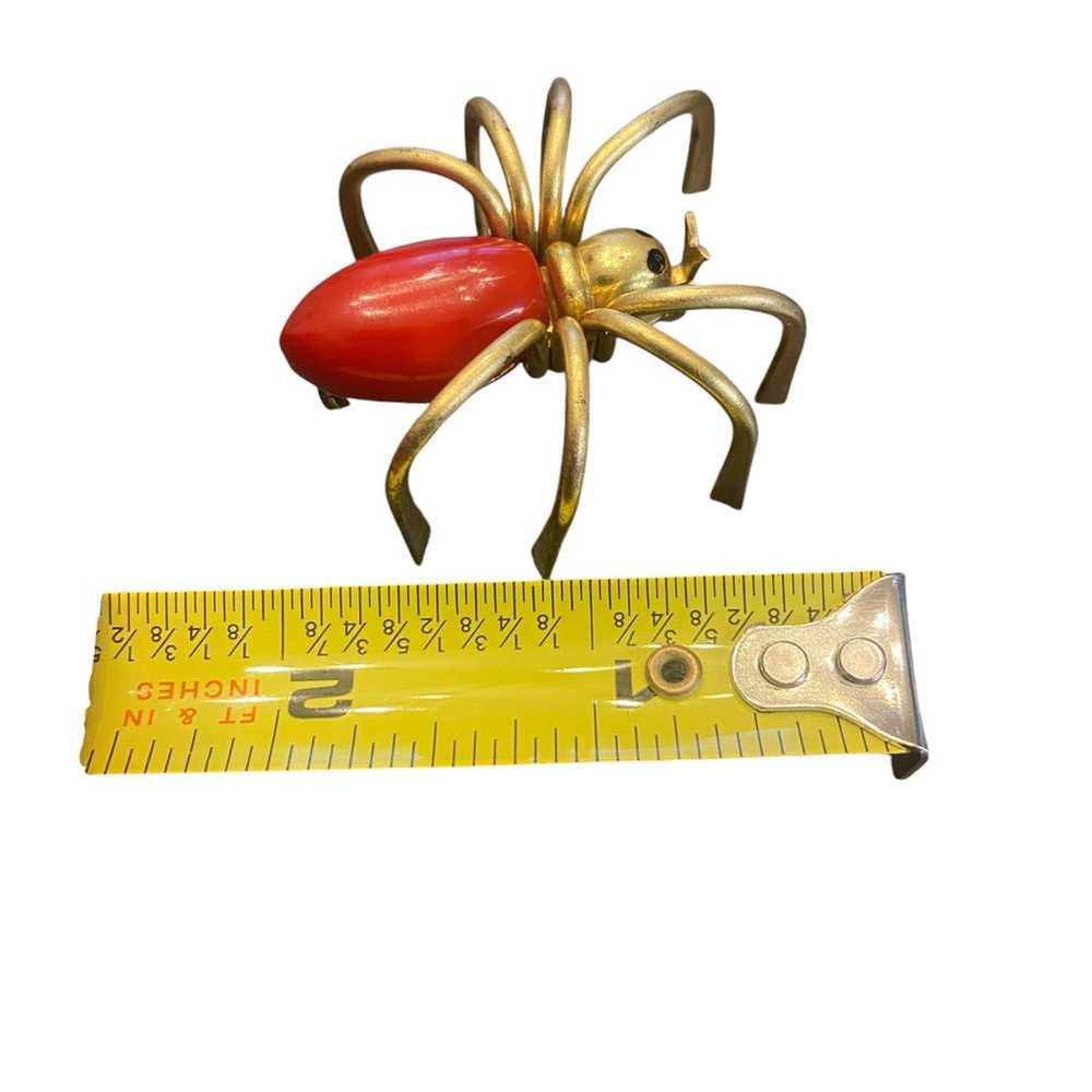 Vintage RARE 1930s Red and Brass Bakelite SPIDER … - image 7