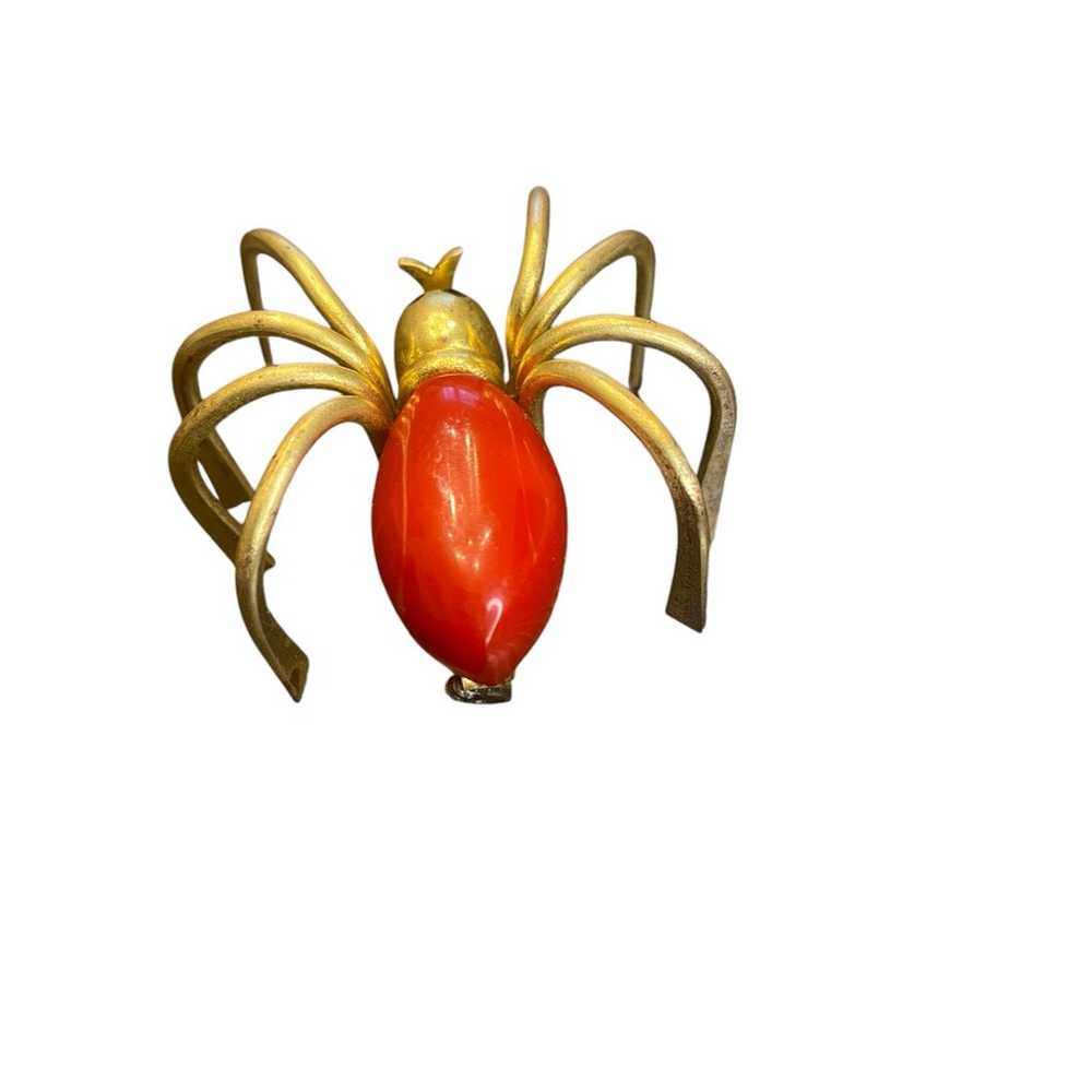 Vintage RARE 1930s Red and Brass Bakelite SPIDER … - image 8