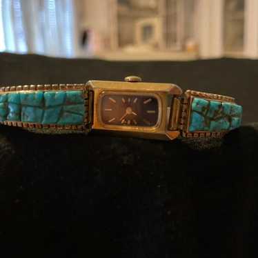 Vintage Navajo Bracelet Sterling Silver and Turquo