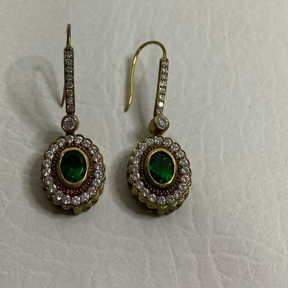 Vintage  Emerald Dangle/Drop earring yellow gold … - image 3