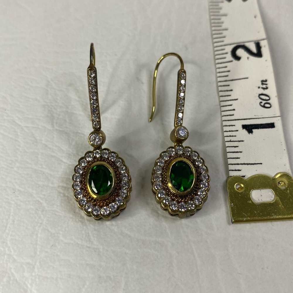 Vintage  Emerald Dangle/Drop earring yellow gold … - image 4