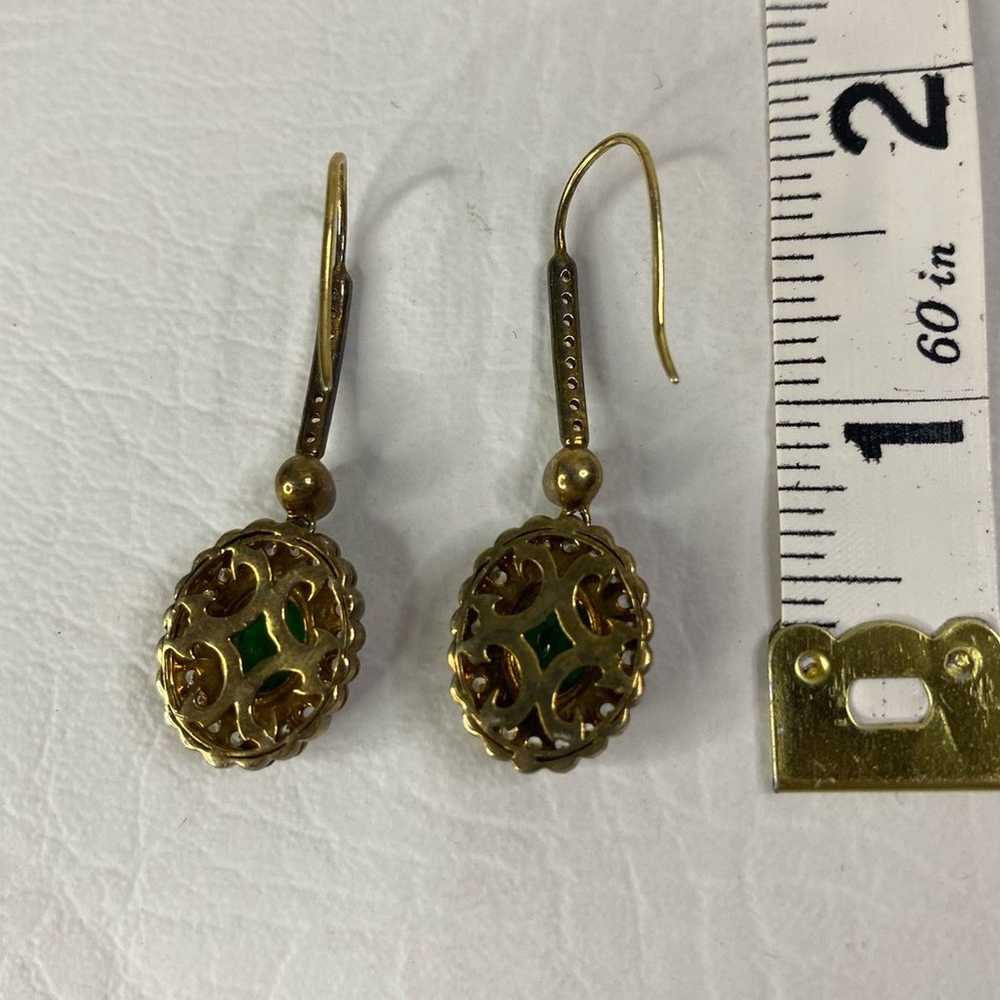 Vintage  Emerald Dangle/Drop earring yellow gold … - image 5