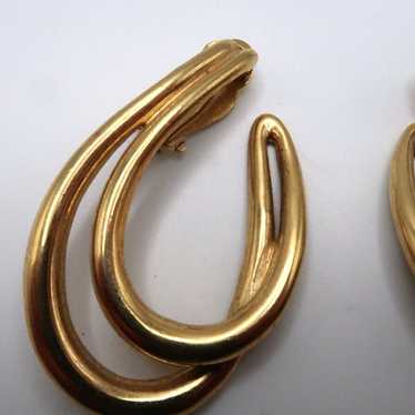 Large Vintage Gold GIVENCHY Hook Dangle Clip Earr… - image 1