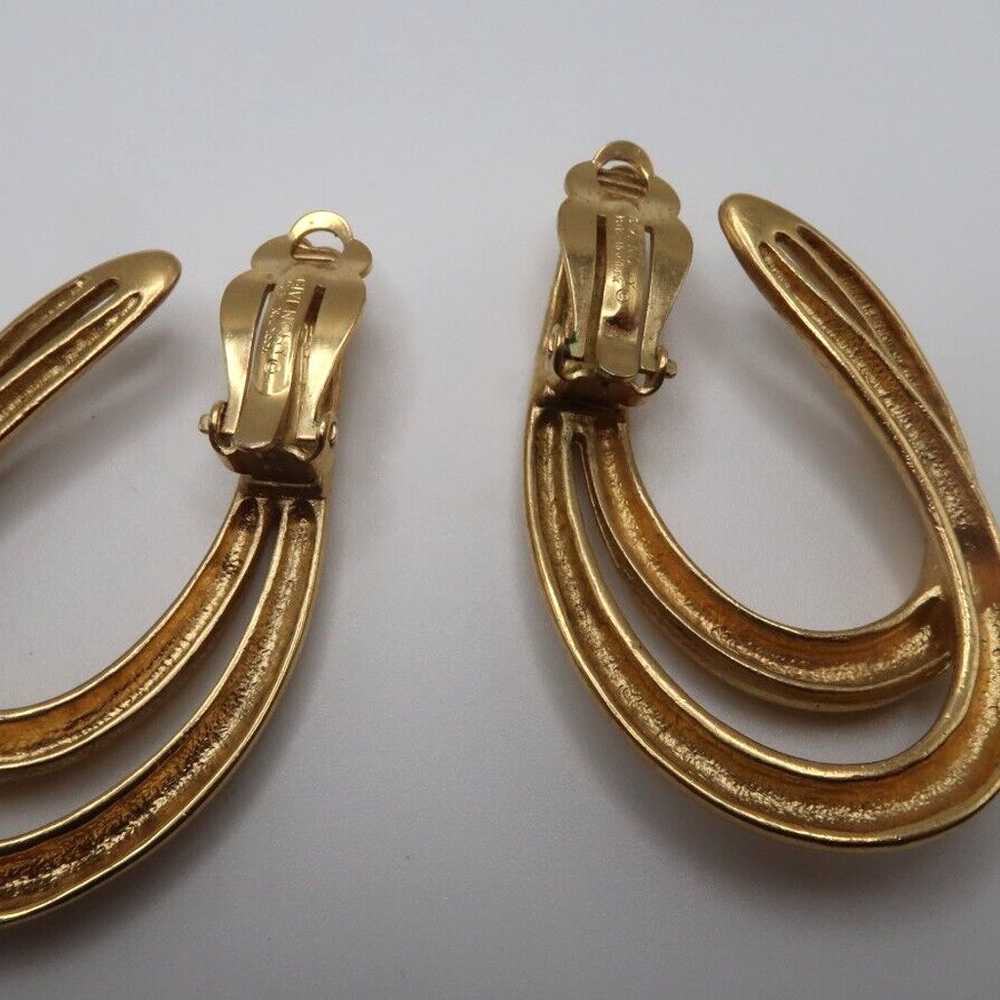 Large Vintage Gold GIVENCHY Hook Dangle Clip Earr… - image 2