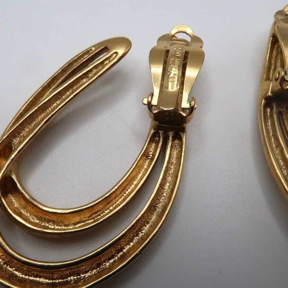 Large Vintage Gold GIVENCHY Hook Dangle Clip Earr… - image 3