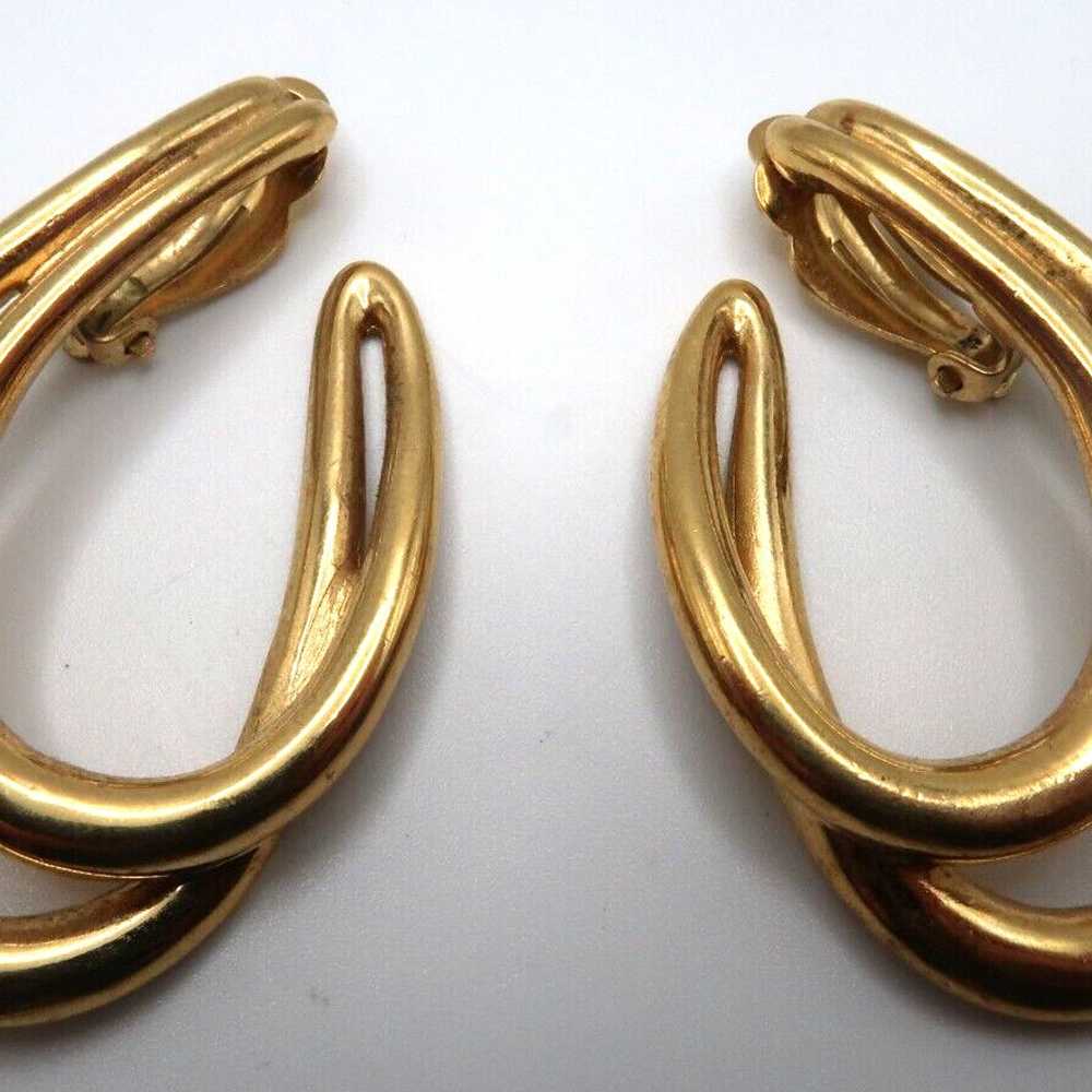 Large Vintage Gold GIVENCHY Hook Dangle Clip Earr… - image 4